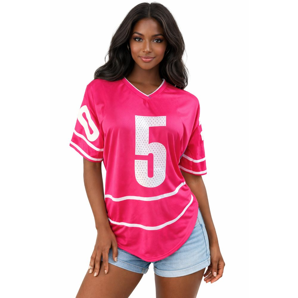 V Neck Athletic Jersey with Numerical Print